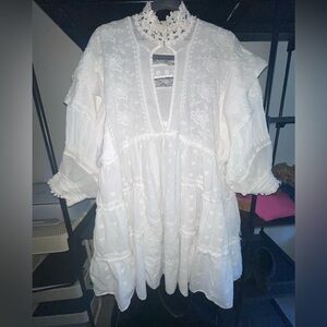 Free People Cream Lace Embroidered Boho Dress